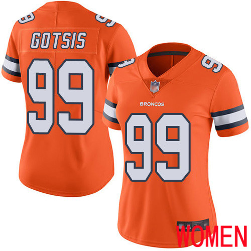 Women Denver Broncos #99 Adam Gotsis Limited Orange Rush Vapor Untouchable Football NFL Jersey->women nfl jersey->Women Jersey